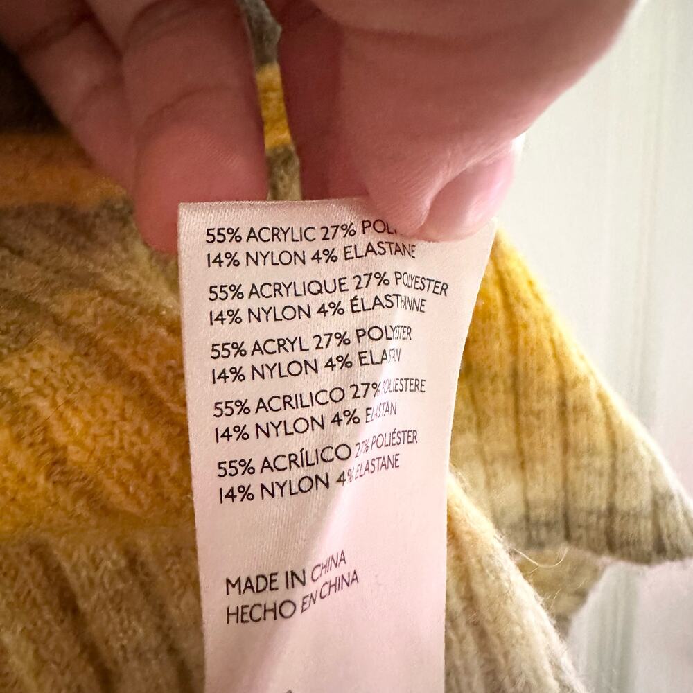Pilcro Anthropologie Yellow Grey Ombre Striped Cropped Mock Neck Sweater XL - Picture 8 of 15